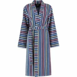 Brandneu 🤩 Cawö Wäsche Cawö Bademäntel Kimono Streifen 3343 In Blau-multicolor - 12 Günstig Kaufen 🤩