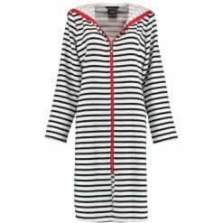 Bester Verkauf 💯 Cawö Wäsche Cawö Bademäntel Kurzmantel Mit Kapuze Streifen 1244 In Schwarz-weiß - 96 Günstig Kaufen 🔔